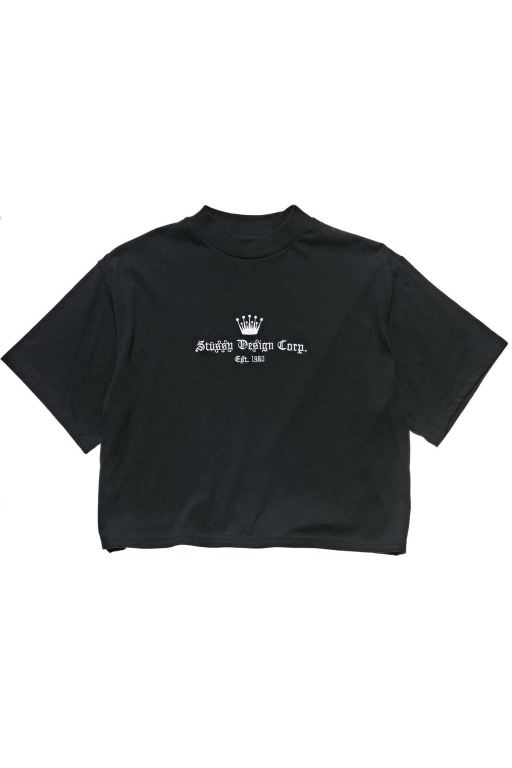 Stussy Womens Crown Boxy T Shirt Black - BEHXU2516